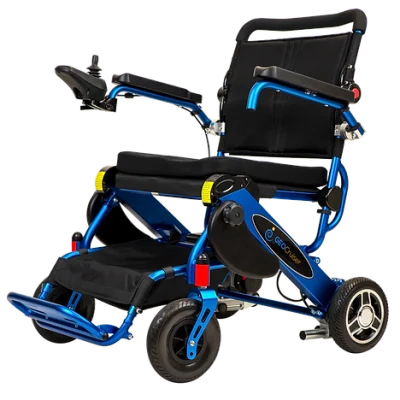 Geo Cruiser Elite LX Lightweight Electric Wheelchair Foldable 330lbs Capacity in Blue Colour